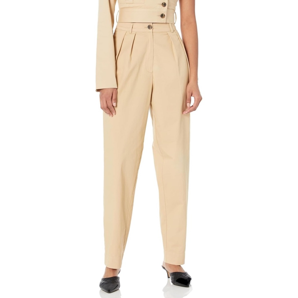 The Drop Oatmeal Stretch Cotton Pleated Pants Size L
